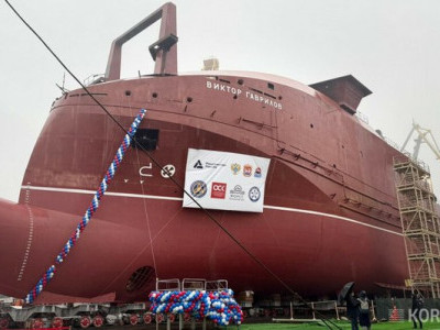 Спущен на воду БМРТ «Виктор Гаврилов» — крупнейший из строящихся в России